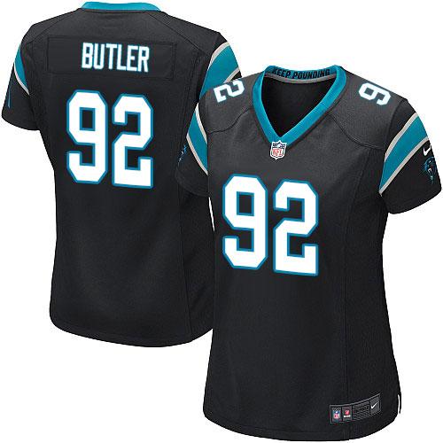 Nike Panthers #92 Vernon Butler Black Team Color Women's Stitched NFL Elite Jersey