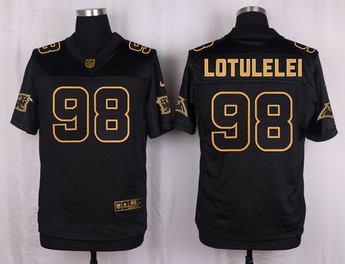 Nike Panthers #98 Star Lotulelei Pro Line Black Gold Collection Men's Stitched NFL Elite Jersey
