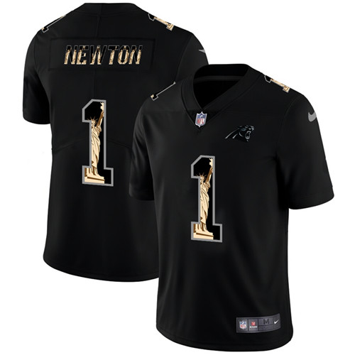 Nike Panthers 1 Cam Newton Black Statue Of Liberty Limited Jersey