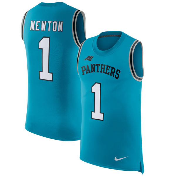 Nike Panthers 1 Cam Newton Blue Color Rush Name & Number Tank Top