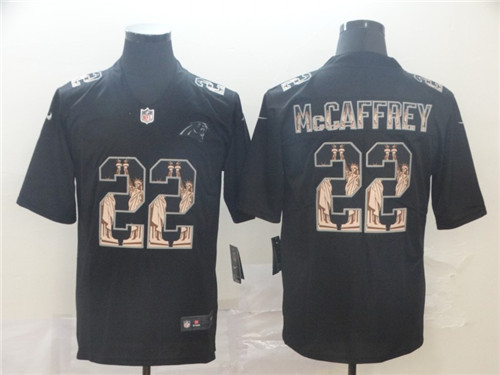 Nike Panthers 22 Christian McCaffrey Black Statue Of Liberty Limited Jersey