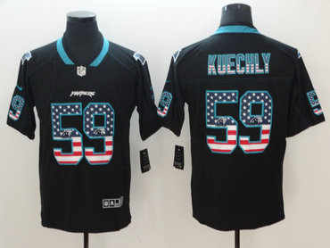 Nike Panthers 59 Luke Kuechly Black USA Flag Color Rush Limited Jersey