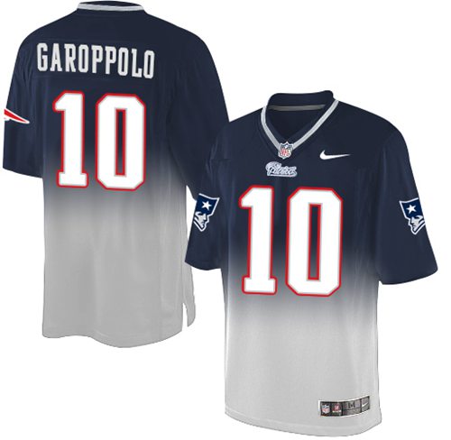Nike Patriots #10 Jimmy Garoppolo Navy Blue Grey Men's Stitched NFL Elite Fadeaway Fashion Jersey
