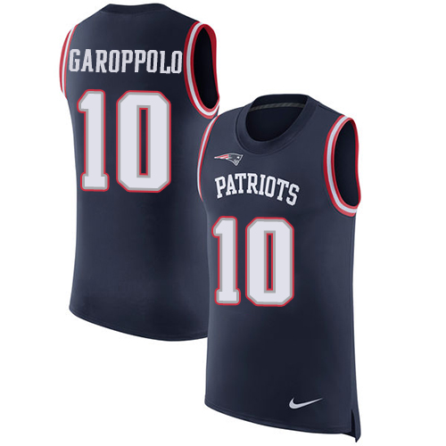 Nike Patriots #10 Jimmy Garoppolo Navy Blue Team Color Men's Stitched NFL Limited Rush Tank Top Jersey