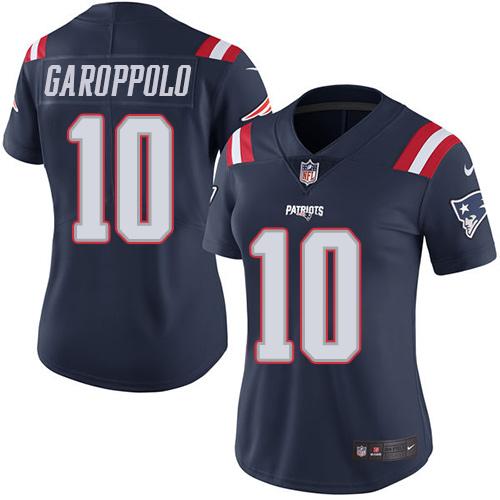 Nike Patriots #10 Jimmy Garoppolo Navy Blue Women's Stitched NFL Limited Rush Jersey