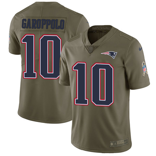 Nike Patriots #10 Jimmy Garoppolo Olive Men's Stitched NFL Limited 2017 Salute To Service Jersey