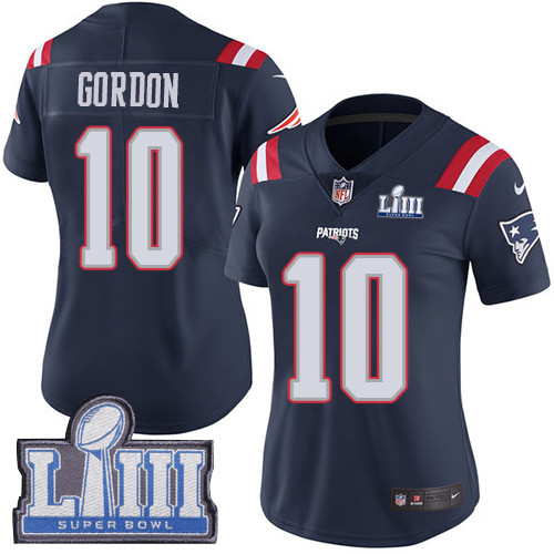 Nike Patriots #10 Josh Gordon Navy Blue Super Bowl LIII Bound Women's Stitched NFL Limited