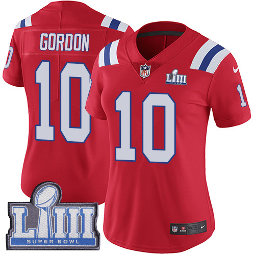 Nike Patriots #10 Josh Gordon Red Alternate Super Bowl LIII Bound Women's Stitched NFL