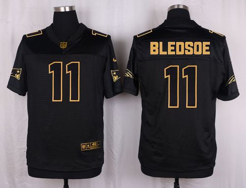 Nike Patriots #11 Drew Bledsoe Pro Line Black Gold Collection Men's Stitched NFL Elite Jersey