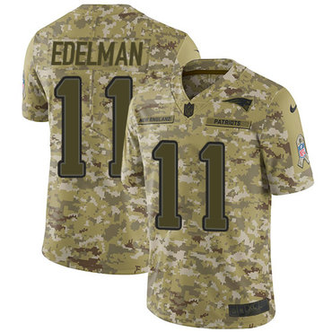 Nike Patriots #11 Julian Edelman Camo NFL Limited 2018 Salute to Service Jersey