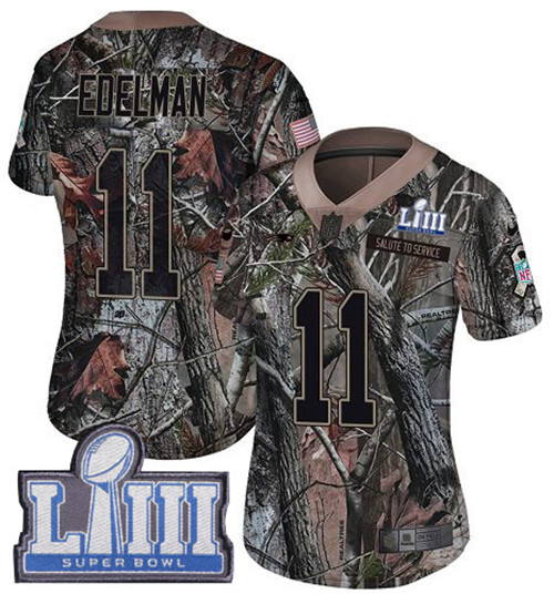 Nike Patriots #11 Julian Edelman Camo Super Bowl LIII Bound Women's Stitched NFL Limited