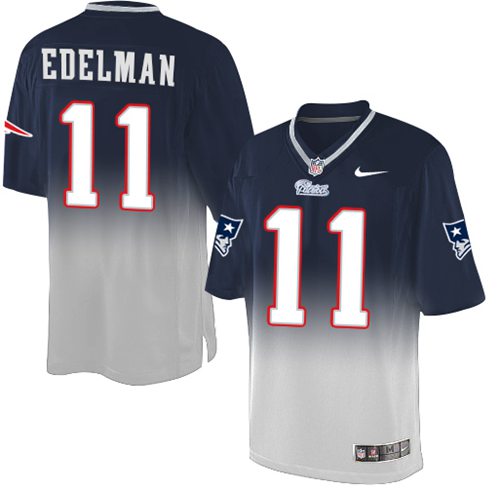 Nike Patriots #11 Julian Edelman Navy Blue Grey Men's Stitched NFL Elite Fadeaway Fashion Jersey