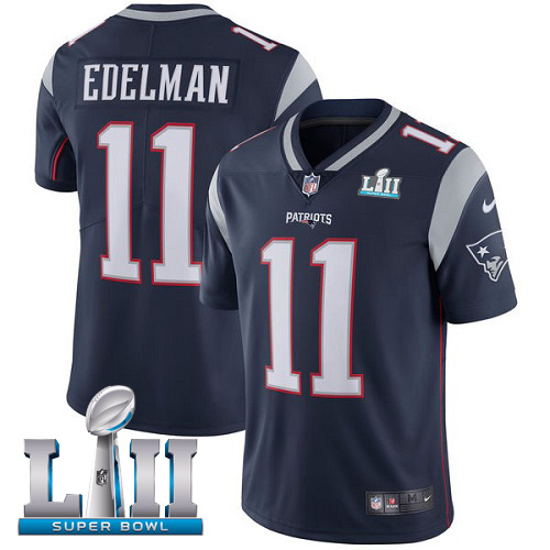 Nike Patriots #11 Julian Edelman Navy Blue Team Color Super Bowl LII Youth Stitched NFL Vapor Untouchable Limited Jersey