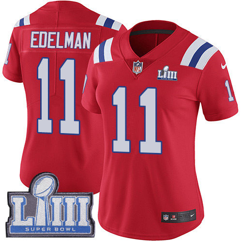 Nike Patriots #11 Julian Edelman Red Alternate Super Bowl LIII Bound Women's Stitched NFL