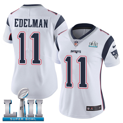 Nike Patriots #11 Julian Edelman White Super Bowl LII Women's Stitched NFL Vapor Untouchable Limited Jersey