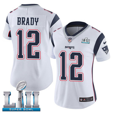 Nike Patriots #12 Tom Brady White Super Bowl LII Women's Stitched NFL Vapor Untouchable Limited Jersey