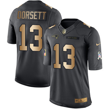 Nike Patriots #13 Phillip Dorsett Black Youth Stitched NFL Limited Gold Salute to Service Jersey