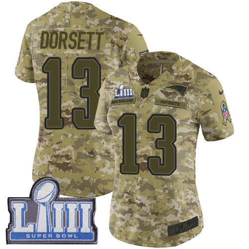 Nike Patriots #13 Phillip Dorsett Camo Super Bowl LIII Bound Women's Stitched NFL Limited  0