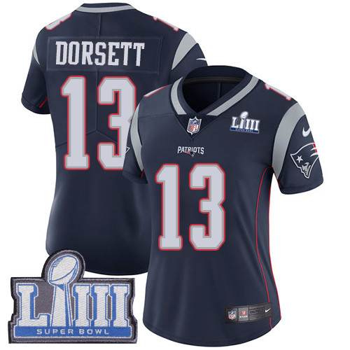 Nike Patriots #13 Phillip Dorsett Navy Blue Team Color Super Bowl LIII Bound Women's