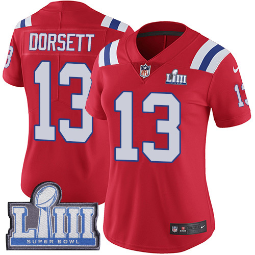 Nike Patriots #13 Phillip Dorsett Red Alternate Super Bowl LIII Bound Women's Stitched NFL