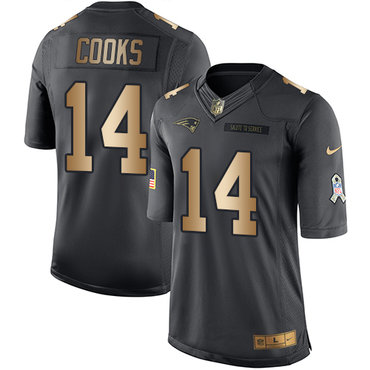 Nike Patriots #14 Brandin Cooks Black Men's Stitched NFL Limited Gold Salute To Service Jersey