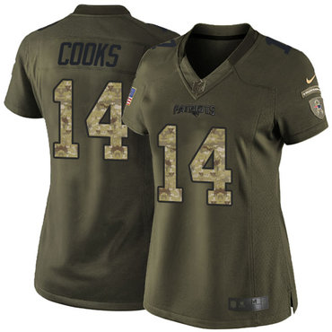 Nike Patriots #14 Brandin Cooks Green Women's Stitched NFL Limited 2015 Salute to Service Jersey
