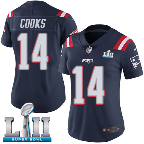 Nike Patriots #14 Brandin Cooks Navy Blue Super Bowl LII Women's Stitched NFL Limited Rush Jersey