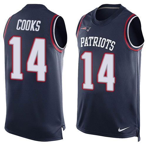 Nike Patriots #14 Brandin Cooks Navy Blue Team Color Men's Stitched NFL Limited Tank Top Jersey