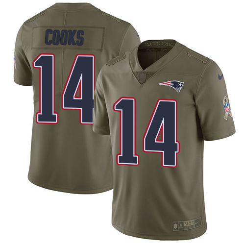 Nike Patriots #14 Brandin Cooks Olive Men's Stitched NFL Limited 2017 Salute To Service Jersey
