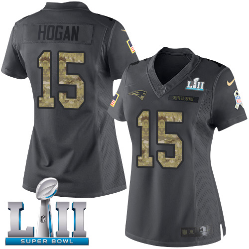 Nike Patriots #15 Chris Hogan Black Super Bowl LII Women's Stitched NFL Limited 2016 Salute to Service Jersey