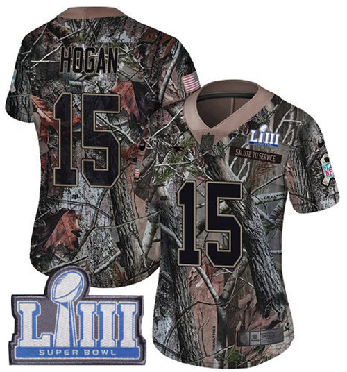 Nike Patriots #15 Chris Hogan Camo Super Bowl LIII Bound Women's Stitched NFL Limited