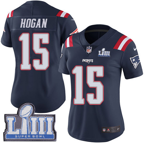 Nike Patriots #15 Chris Hogan Navy Blue Super Bowl LIII Bound Women's Stitched NFL Limited