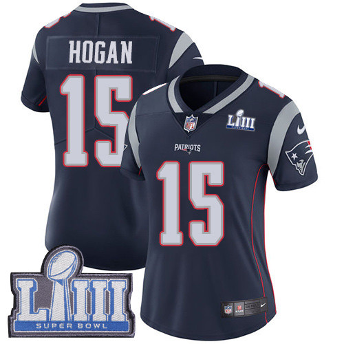 Nike Patriots #15 Chris Hogan Navy Blue Team Color Super Bowl LIII Bound Women's