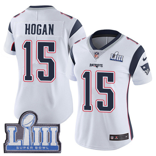 Nike Patriots #15 Chris Hogan White Super Bowl LIII Bound Women's Stitched NFL Vapor
