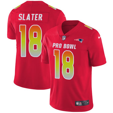 Nike Patriots #18 Matt Slater Red Women's Stitched NFL Limited AFC 2018 Pro Bowl Jersey