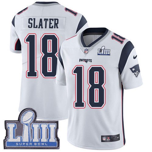 Nike Patriots #18 Matt Slater White Super Bowl LIII Bound Youth Stitched NFL Vapor
