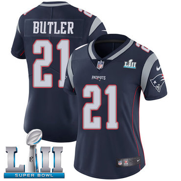 Nike Patriots #21 Malcolm Butler Navy Blue Team Color Super Bowl LII Women's Stitched NFL Vapor Untouchable Limited Jersey
