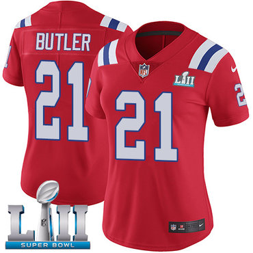 Nike Patriots #21 Malcolm Butler Red Alternate Super Bowl LII Women's Stitched NFL Vapor Untouchable Limited Jersey