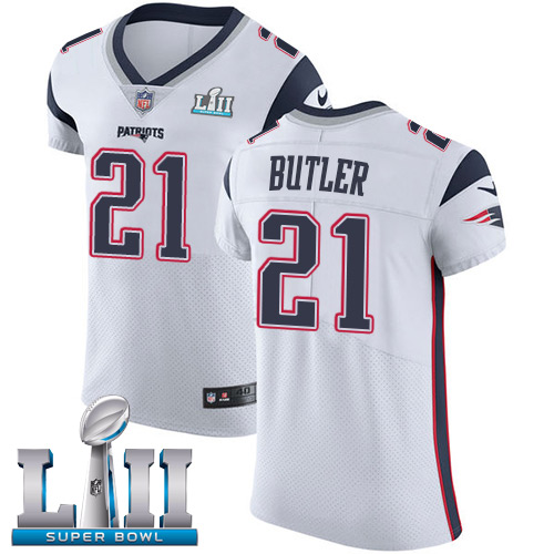 Nike Patriots #21 Malcolm Butler White Super Bowl LII Men's Stitched NFL Vapor Untouchable Elite Jersey