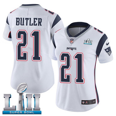 Nike Patriots #21 Malcolm Butler White Super Bowl LII Women's Stitched NFL Vapor Untouchable Limited Jersey