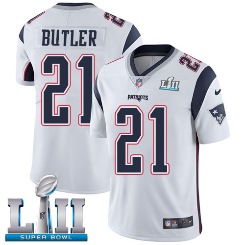 Nike Patriots #21 Malcolm Butler White Super Bowl LII Youth Stitched NFL Vapor Untouchable Limited Jersey