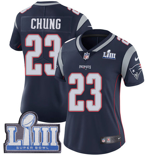 Nike Patriots #23 Patrick Chung Navy Blue Team Color Super Bowl LIII Bound Women's
