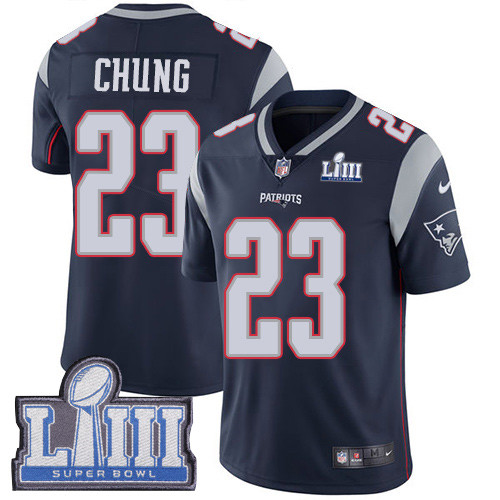 Nike Patriots #23 Patrick Chung Navy Blue Team Color Super Bowl LIII Bound Youth Stitched