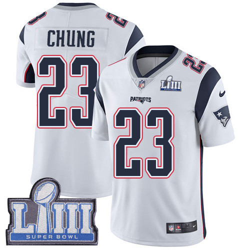 Nike Patriots #23 Patrick Chung White Super Bowl LIII Bound Youth Stitched NFL Vapor