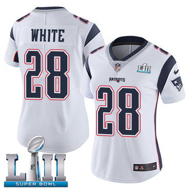 Nike Patriots #28 James White White Super Bowl LII Women's Stitched NFL Vapor Untouchable Limited Jersey