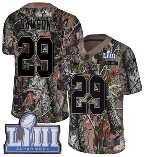 Nike Patriots #29 Duke Dawson Camo Super Bowl LIII Bound Men's Stitched NFL Limited Rush Realtree Jersey