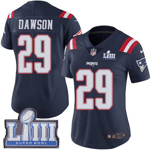 Nike Patriots #29 Duke Dawson Navy Blue Super Bowl LIII Bound Women's Stitched NFL Limited