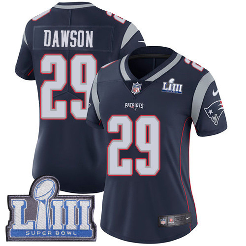 Nike Patriots #29 Duke Dawson Navy Blue Team Color Super Bowl LIII Bound Women's