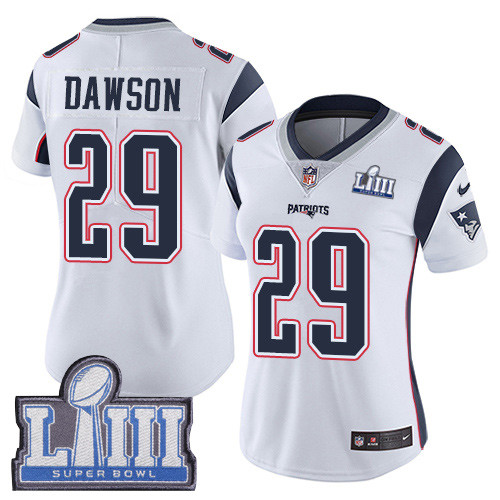 Nike Patriots #29 Duke Dawson White Super Bowl LIII Bound Women's Stitched NFL Vapor