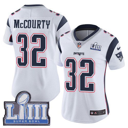 Nike Patriots #32 Devin McCourty White Super Bowl LIII Bound Women's Stitched NFL Vapor